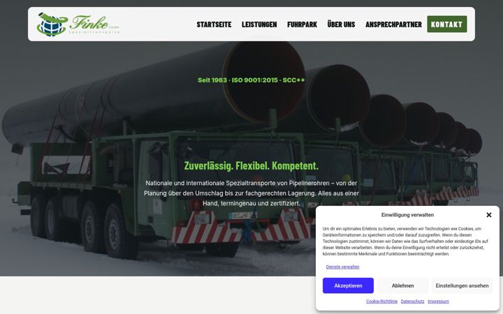 Snímek obrazovky finke-spezialtransporte.de