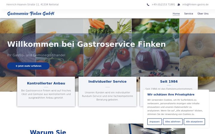 Snímek obrazovky finken-gastro.de