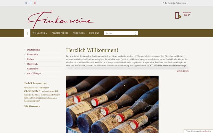 Screenshot of finkenweine.de