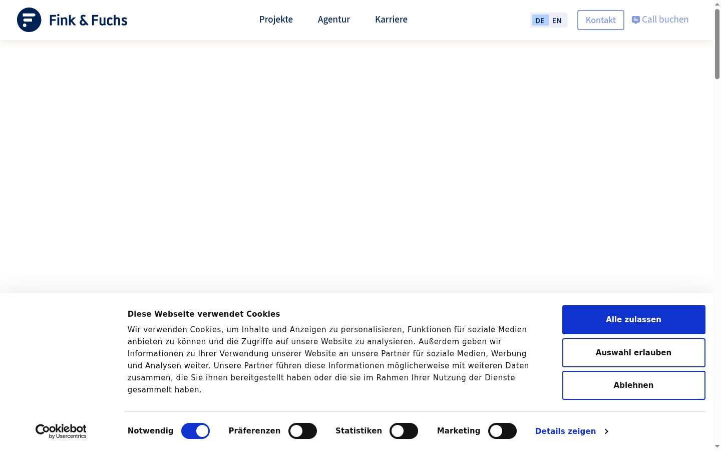 Screenshot del banner di consenso mostrato prima di qualsiasi interazione