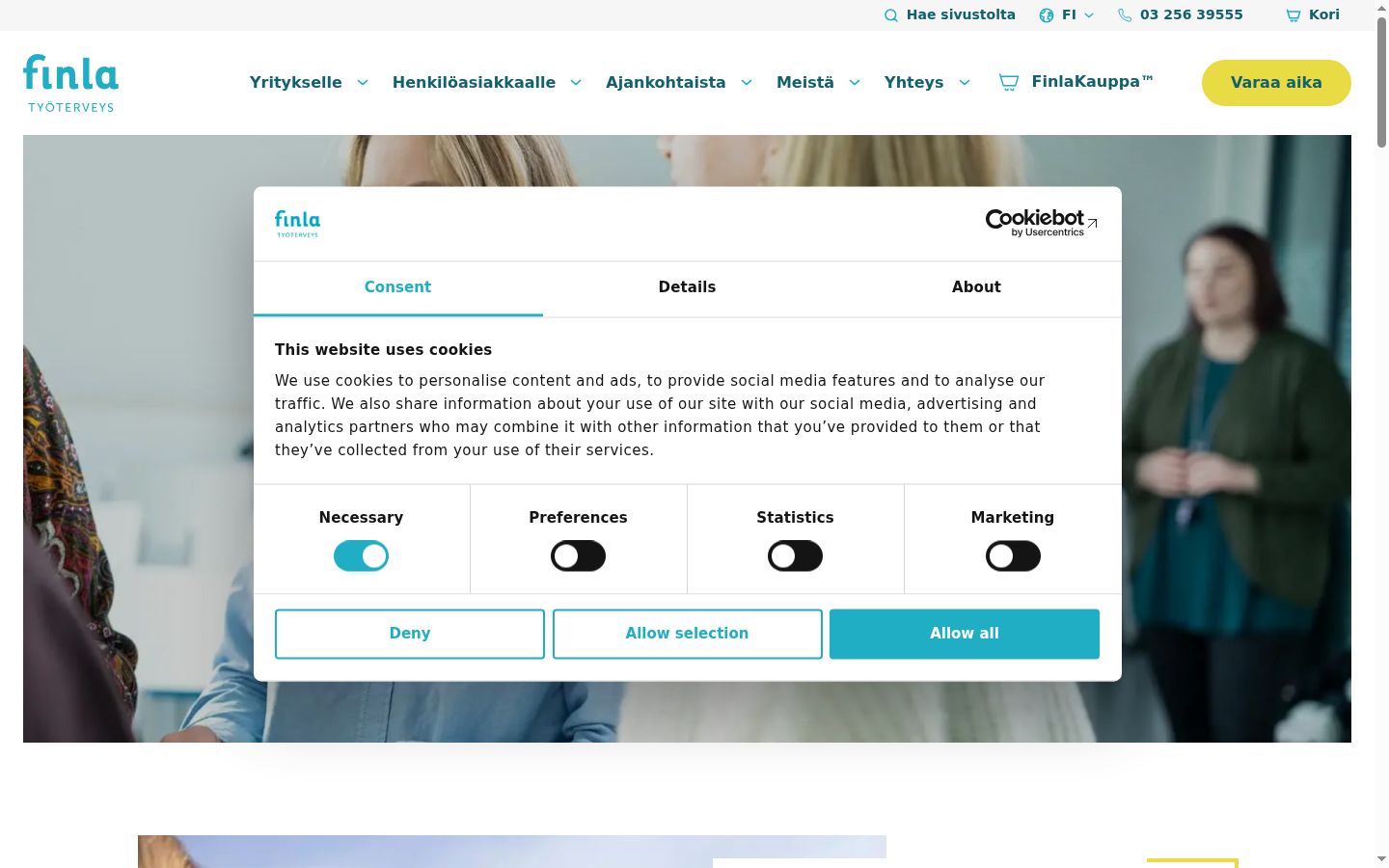 Screenshot van de toestemmingsbanner zoals getoond vóór enige interactie