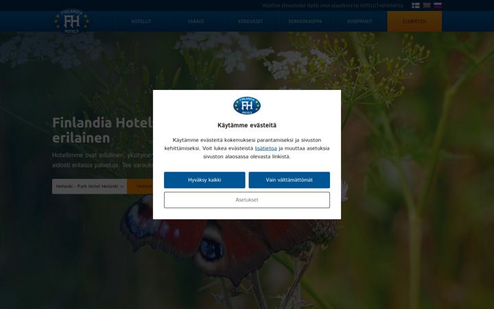 Snimka zaslona za finlandiahotels.fi