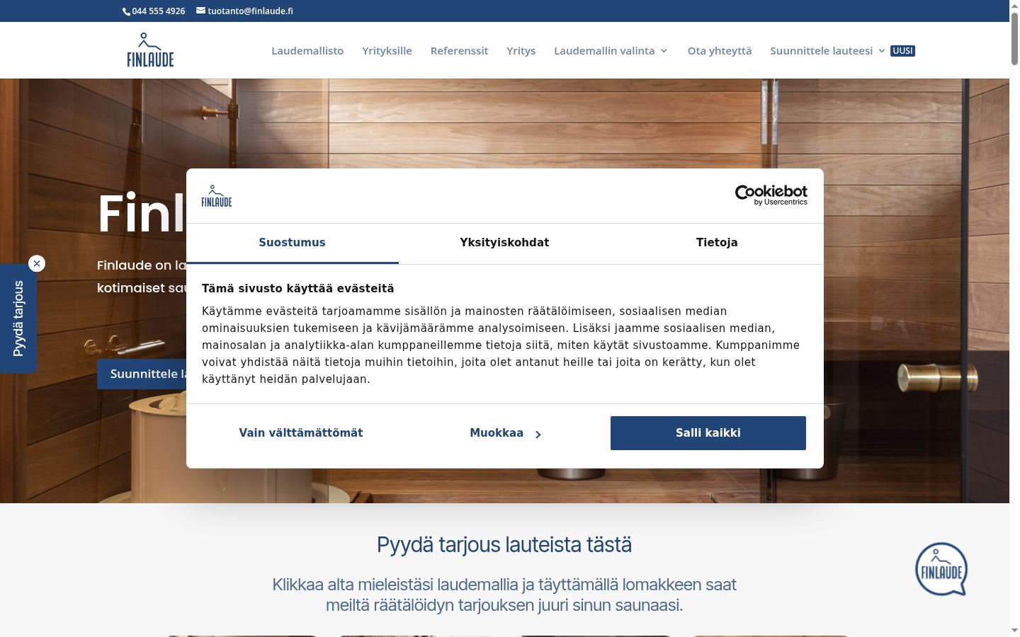 Képernyőkép a bármilyen interakció előtt megjelenő hozzájárulási bannerről