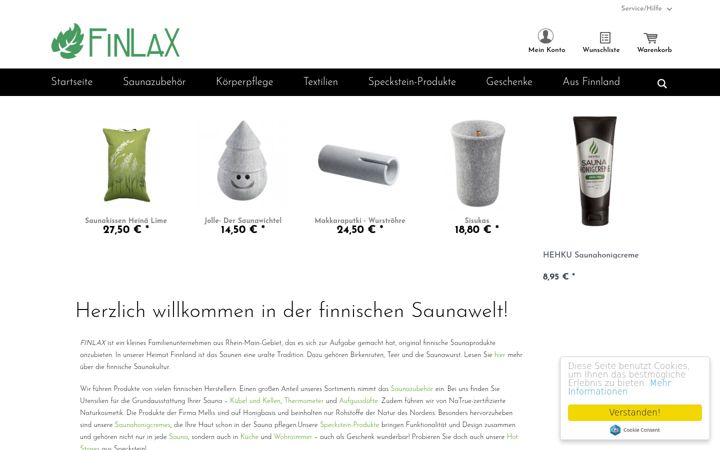 Screenshot of finlax-shop.de