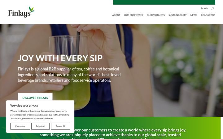 Екранна снимка на finlays.net