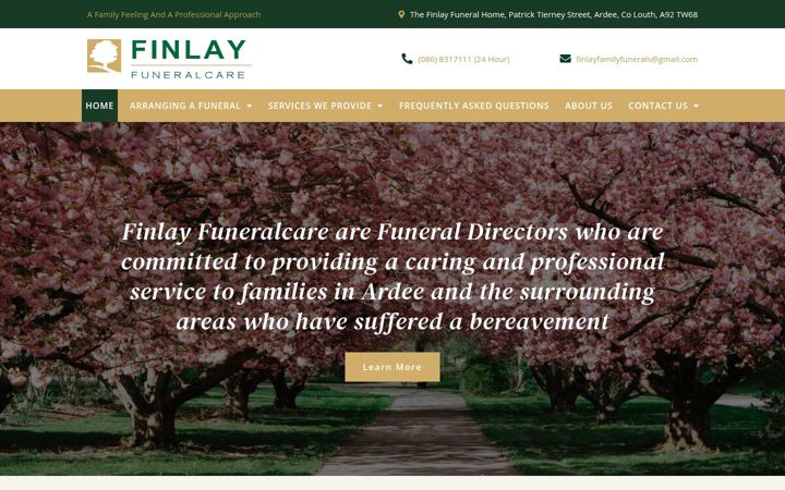 Screenshot of finlaysfuneralservice.ie