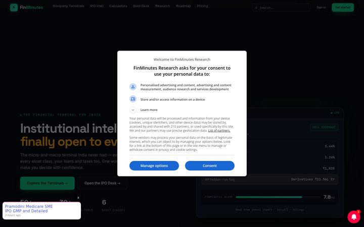 Screenshot of finminutes.com
