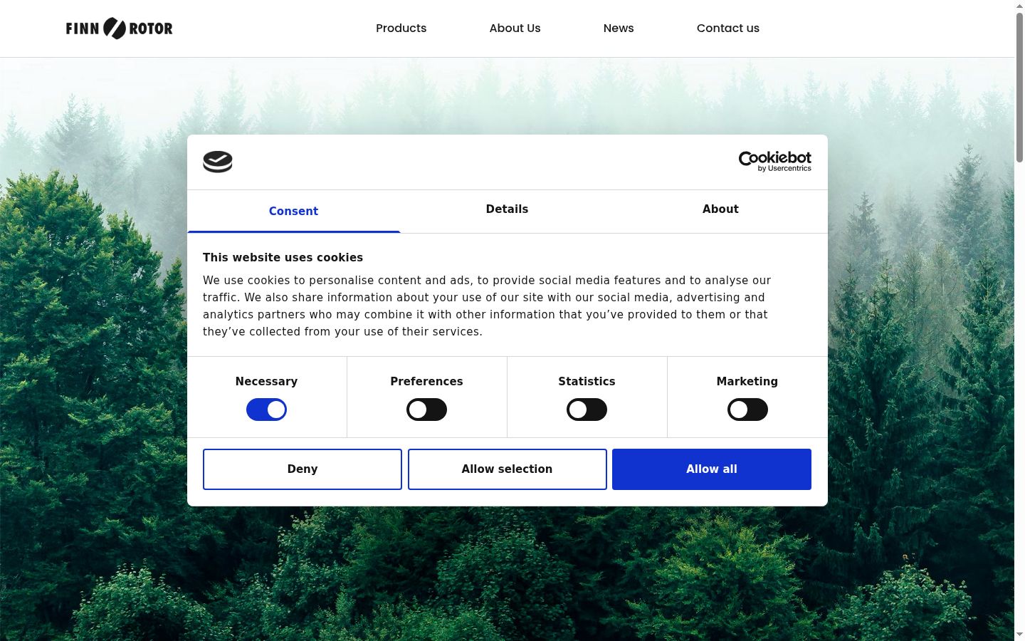 Screenshot of the consent banner shown before any interaction