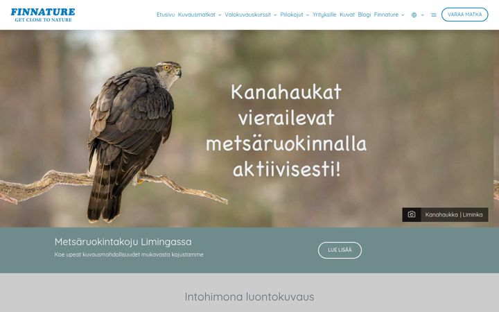 Snimka zaslona za finnature.fi