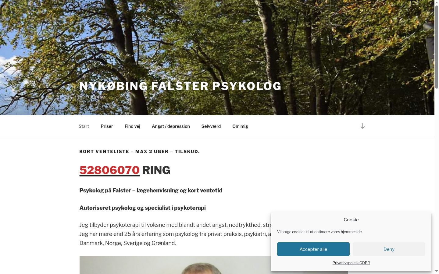 Captura de ecrã do banner de consentimento apresentado antes de qualquer interação