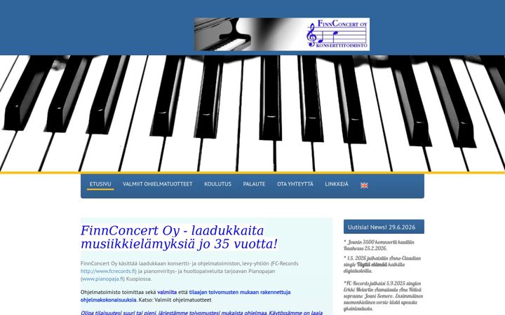 Snimka zaslona za finnconcert.fi