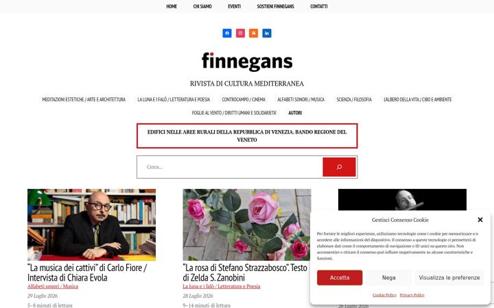 Screenshot di finnegans.it