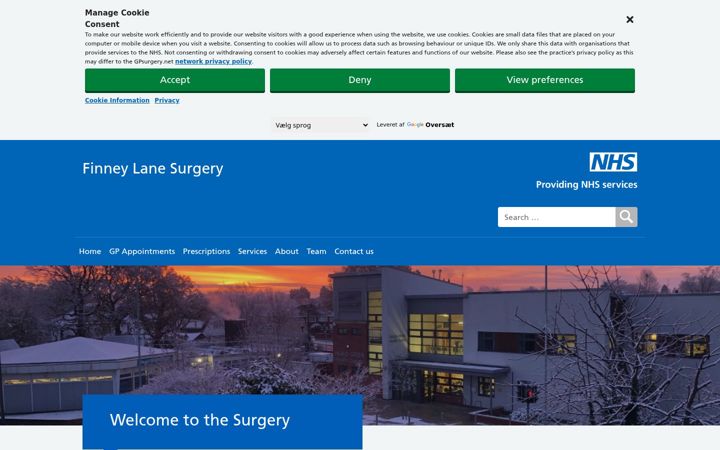 Screenshot of finneylanesurgery.nhs.uk