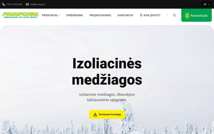 Snímek obrazovky finnfoam.lt