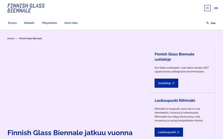 Zrzut ekranu finnishglassbiennale.fi