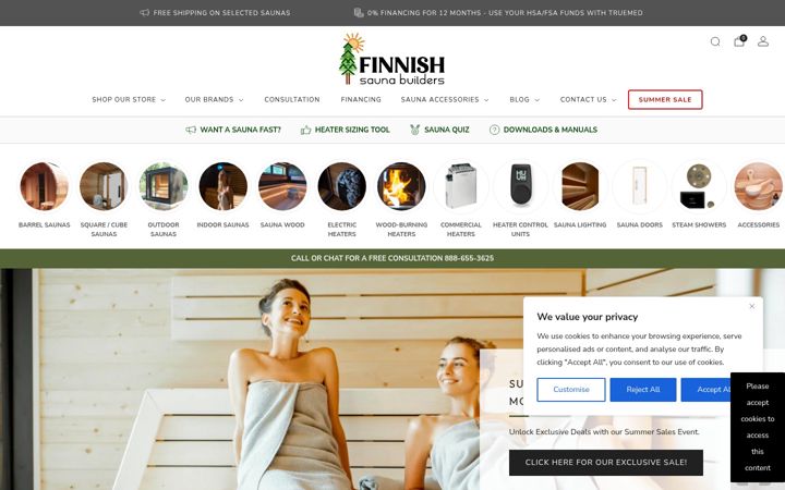 Captura de ecrã de finnishsaunabuilders.com