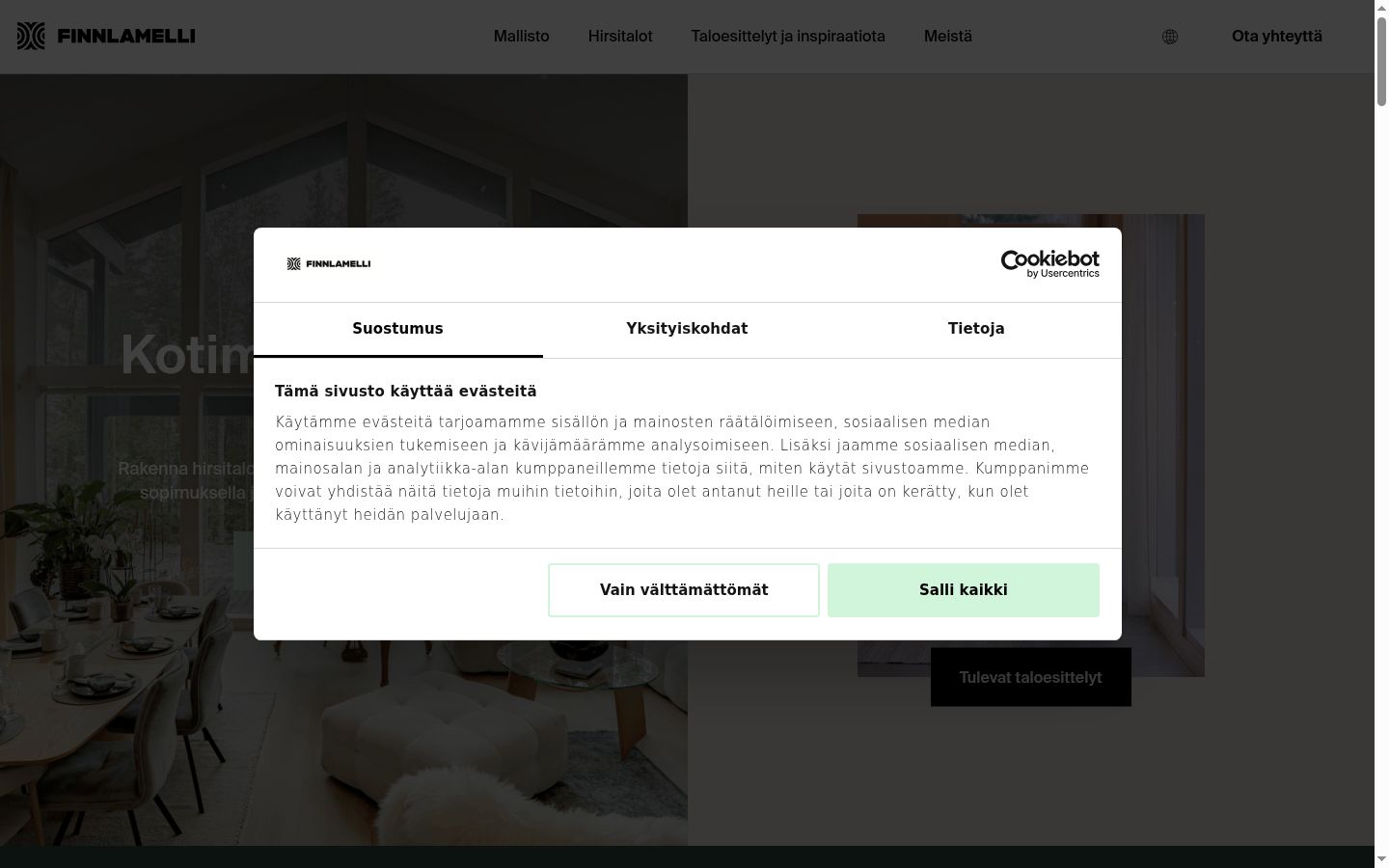 Screenshot of the consent banner shown before any interaction