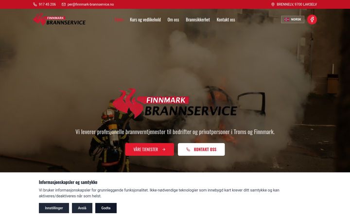 Screenshot of finnmark-brannservice.no