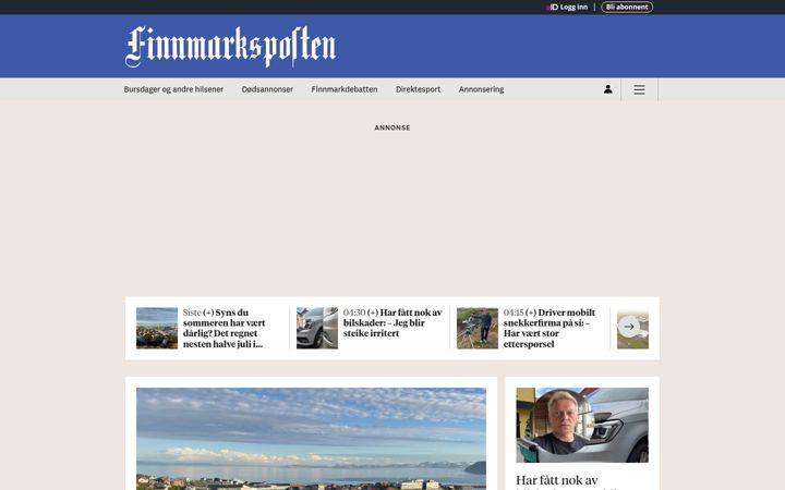 Screenshot of finnmarksposten.no