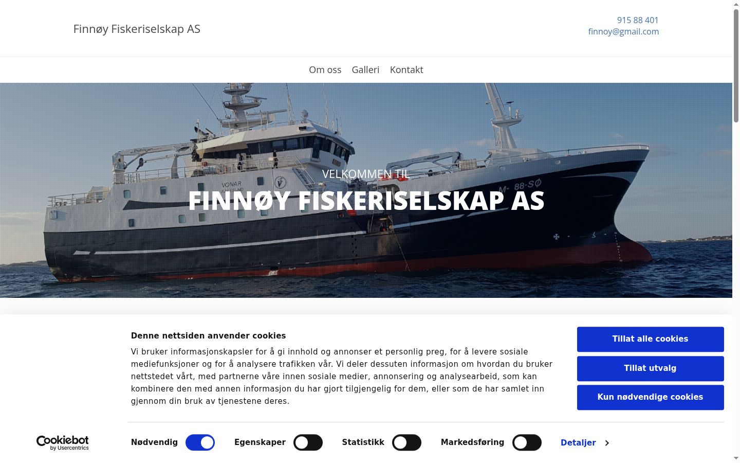 Skærmbillede af samtykkebanneret, som det blev vist før nogen interaktion