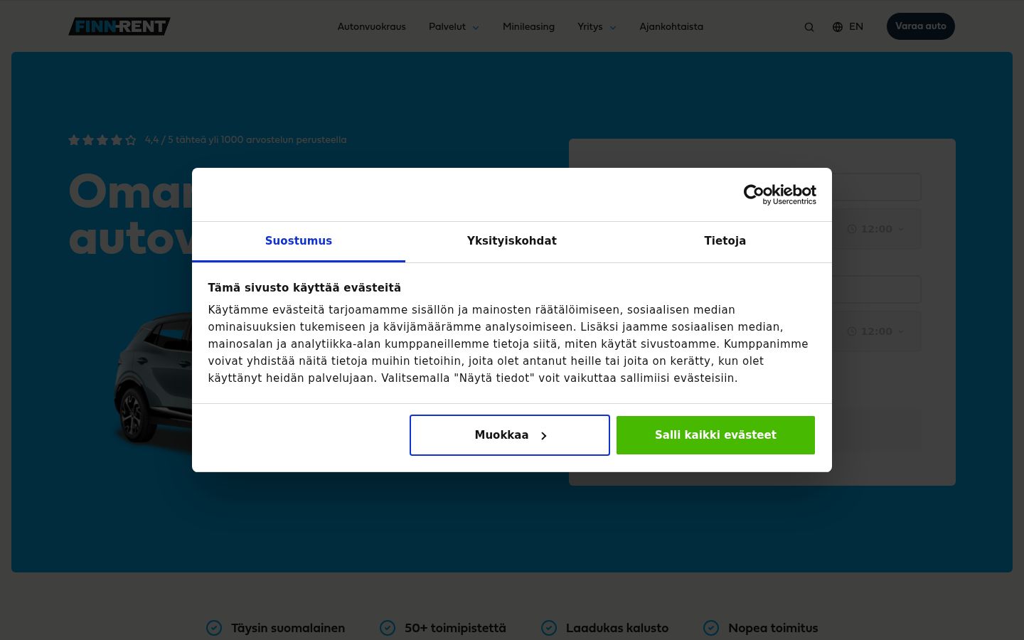 Snimka zaslona bannera za privolu prikazanog prije bilo kakve interakcije