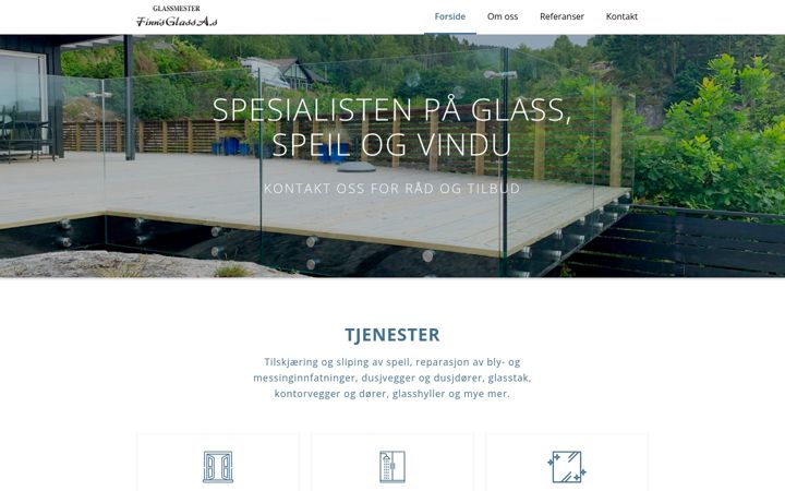 Screenshot of finnsglass.no