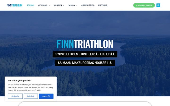 Zrzut ekranu finntriathlon.fi