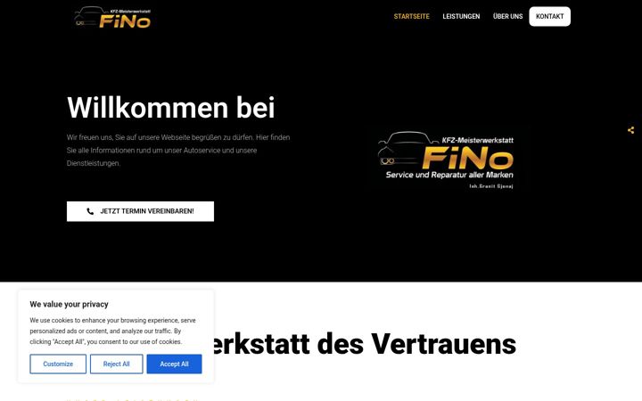 Screenshot of fino-kfzmeisterwerkstatt.at