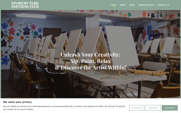 Screenshot of finsburyparkpaintingclub.co.uk