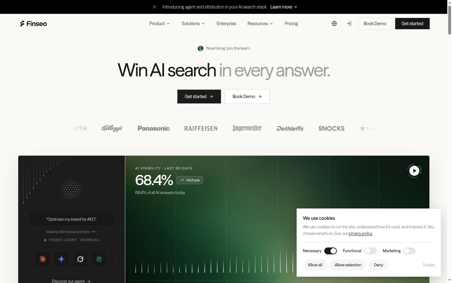 Screenshot del banner di consenso mostrato prima di qualsiasi interazione