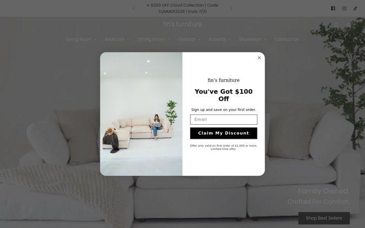Screenshot of finsfurniture.com