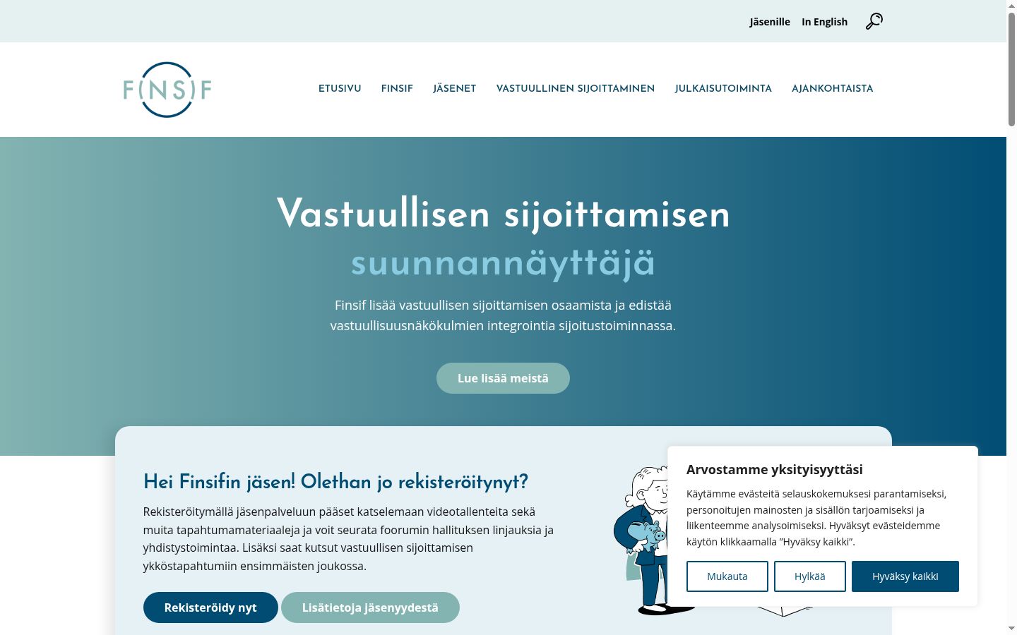 Skærmbillede af samtykkebanneret, som det blev vist før nogen interaktion