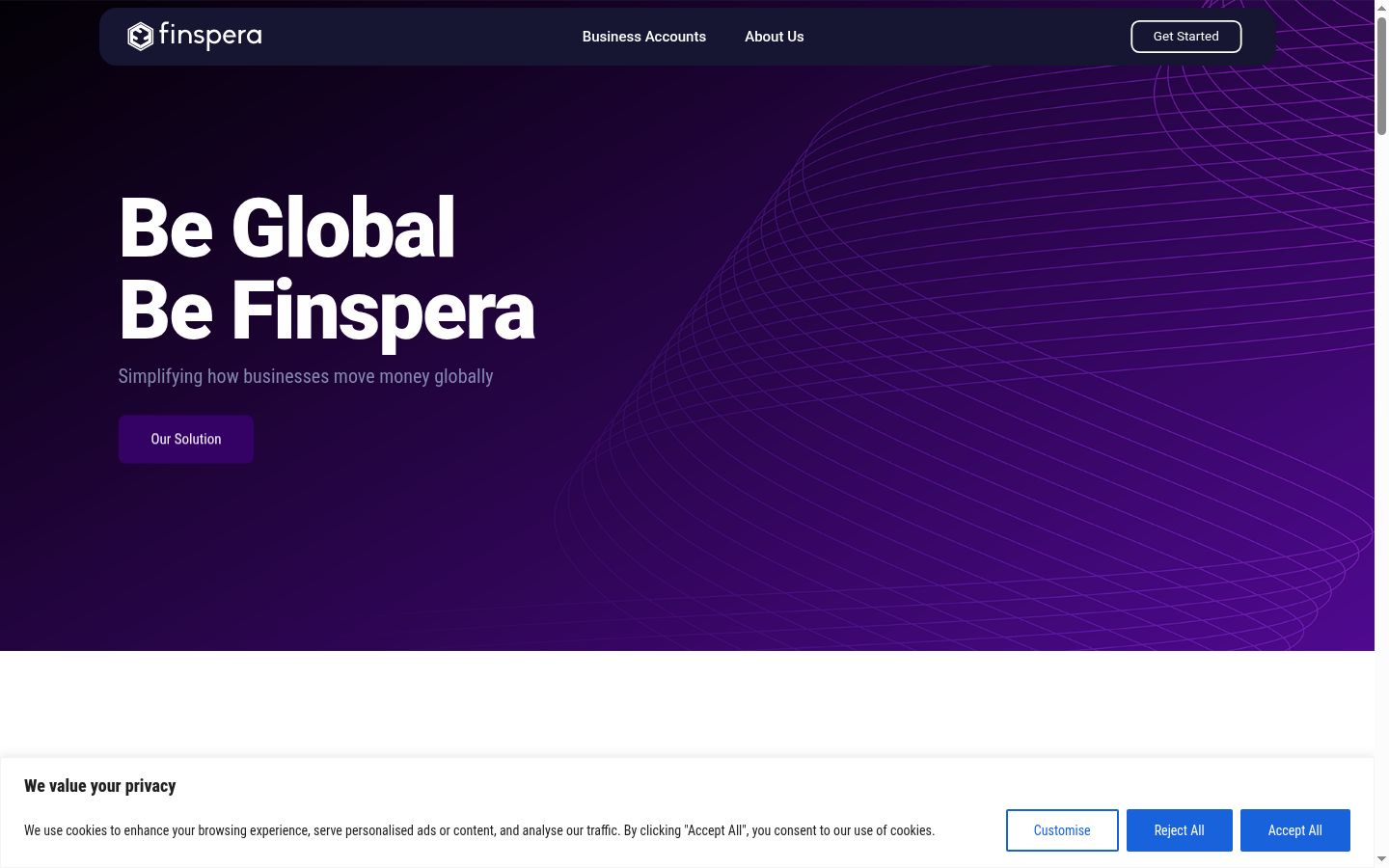 Screenshot del banner di consenso mostrato prima di qualsiasi interazione