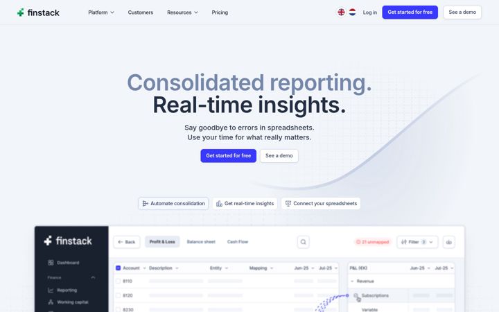 Ekrano kopija finstack.io