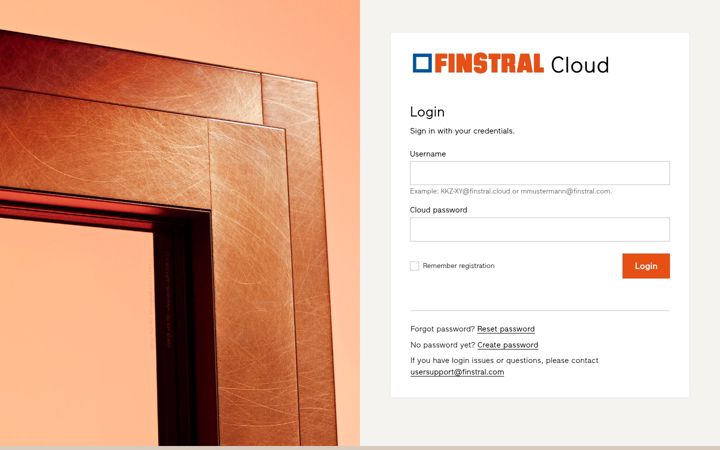Screenshot of finstral.cloud