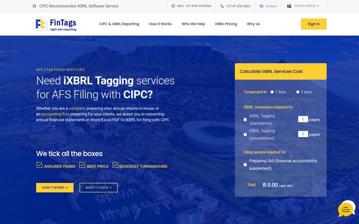 Screenshot of fintags.co.za