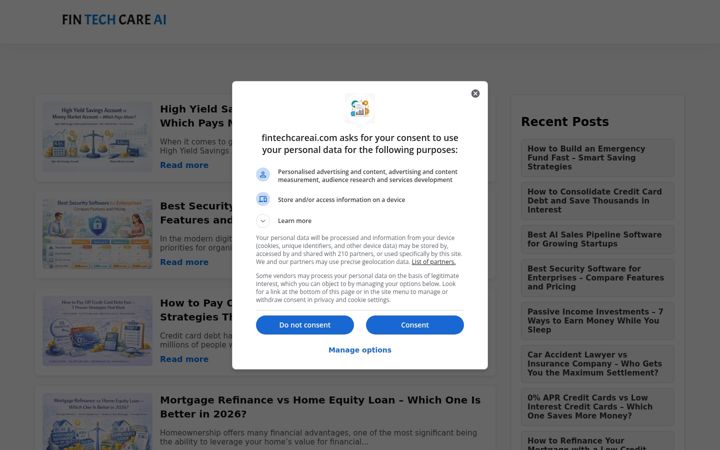 Screenshot of fintechcareai.com
