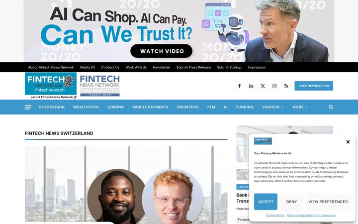 Екранна снимка на fintechnews.ch