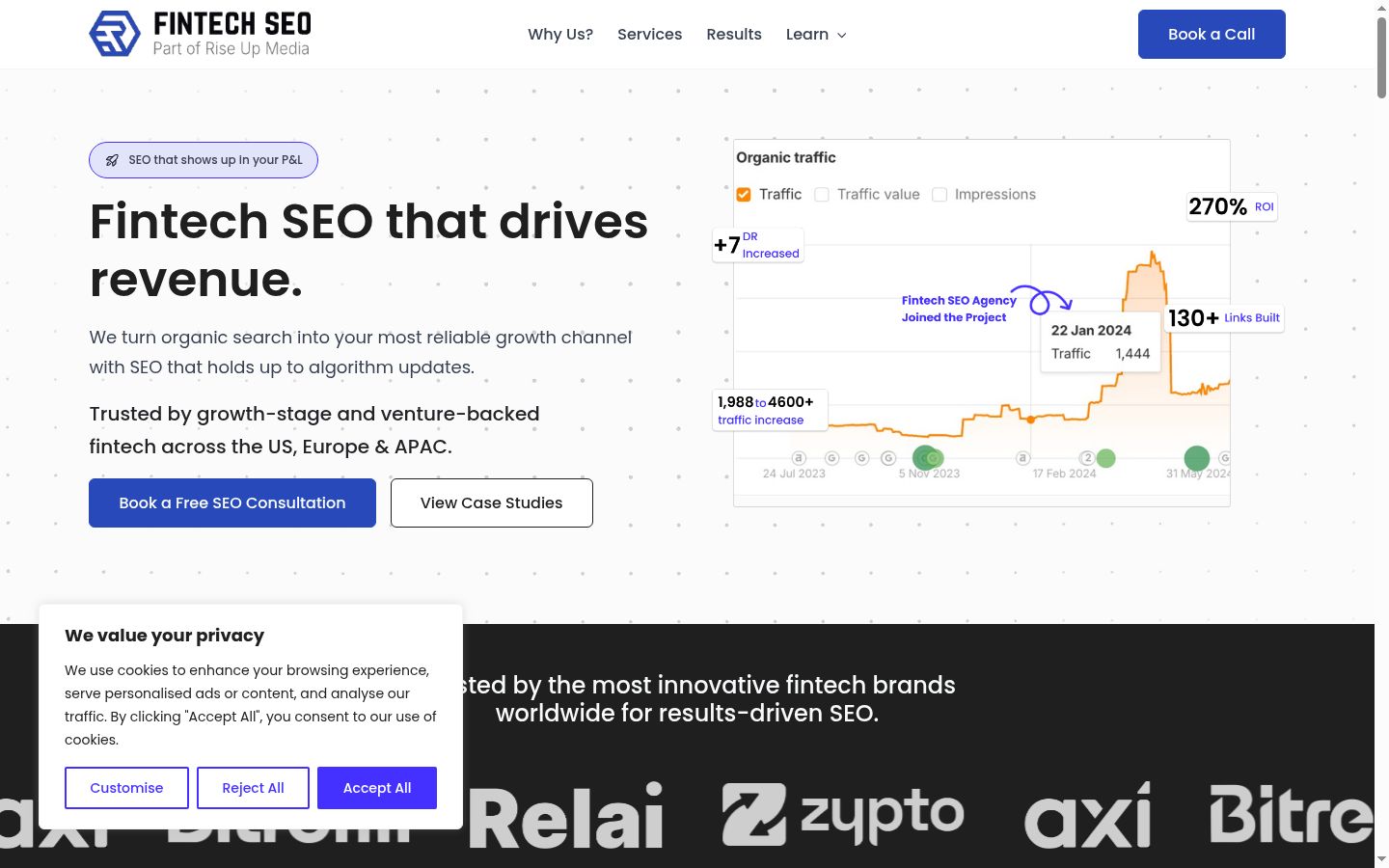 Screenshot of the consent banner shown before any interaction