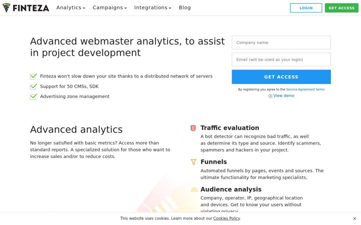 Screenshot of finteza.com