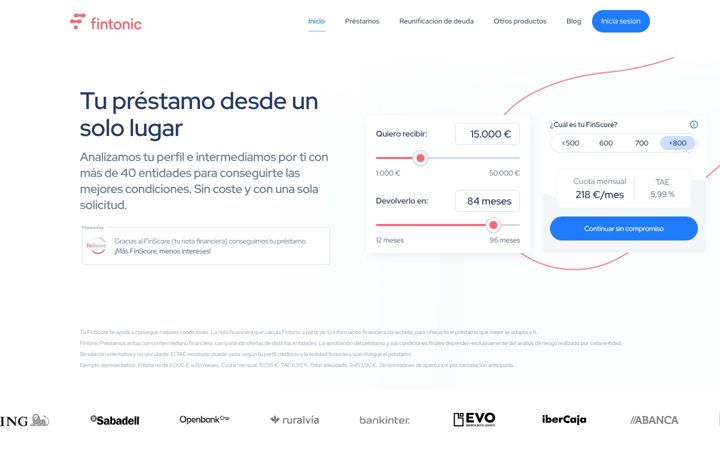 Screenshot of fintonic.com