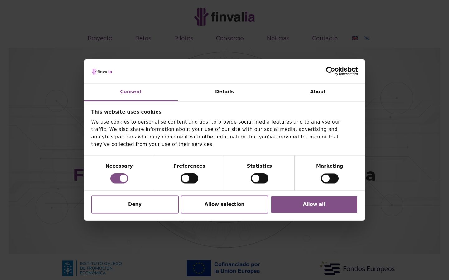 Capture d'écran de la bannière de consentement affichée avant toute interaction