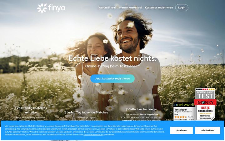 Screenshot von finya.de