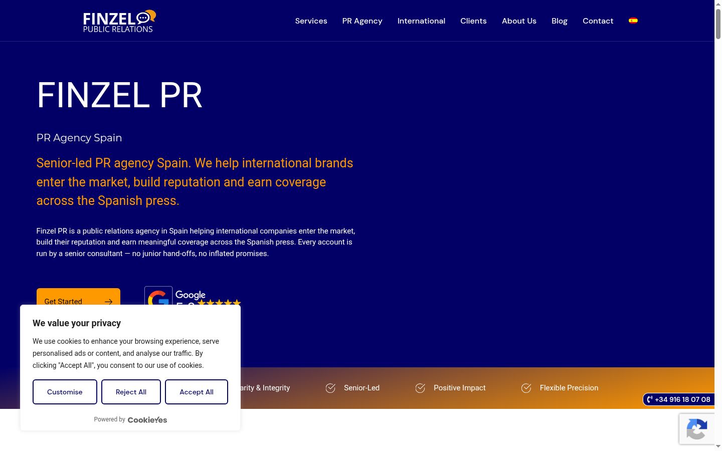 Screenshot of the consent banner shown before any interaction