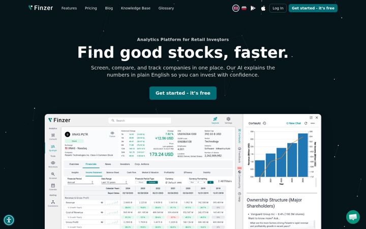 Screenshot of finzer.io