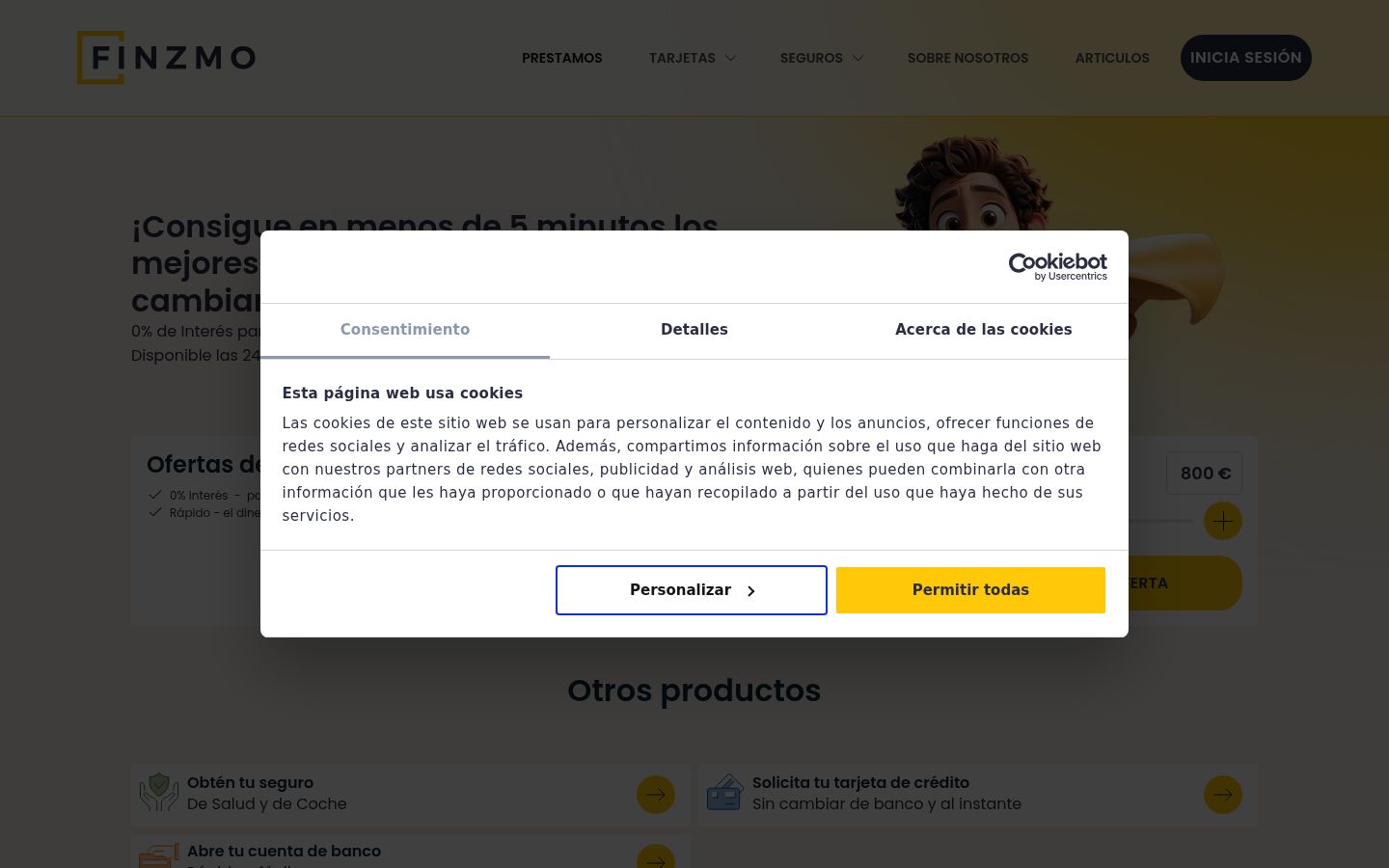 Capture d'écran de la bannière de consentement affichée avant toute interaction