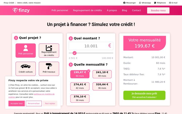 Screenshot of finzy.be