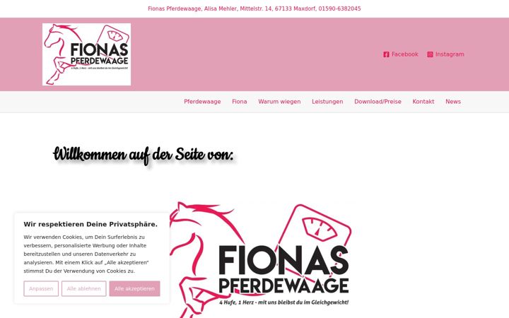 Ekrānuzņēmums no fionas-pferdewaage.de