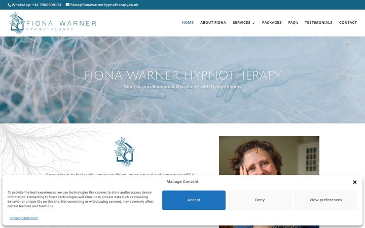 Screenshot ta' fionawarnerhypnotherapy.co.uk