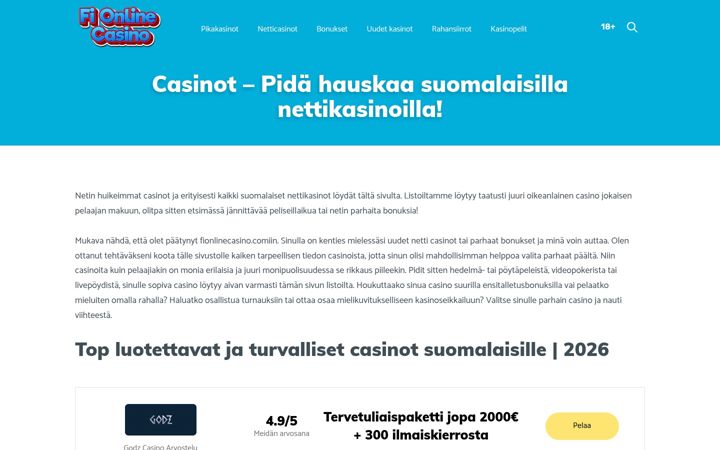 Screenshot of fionlinecasino.com